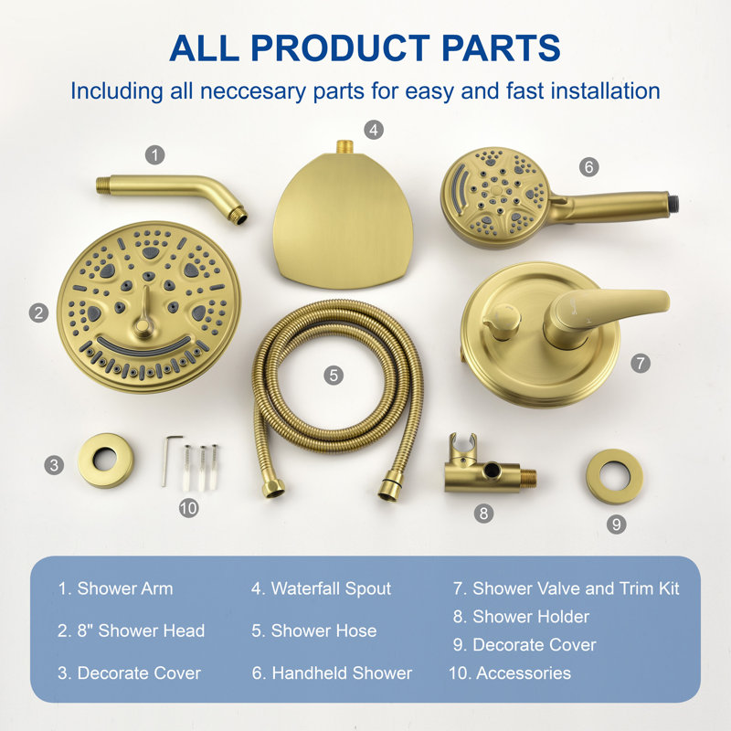 SHAMANDA Complete Shower System with Rough inValve Wayfair